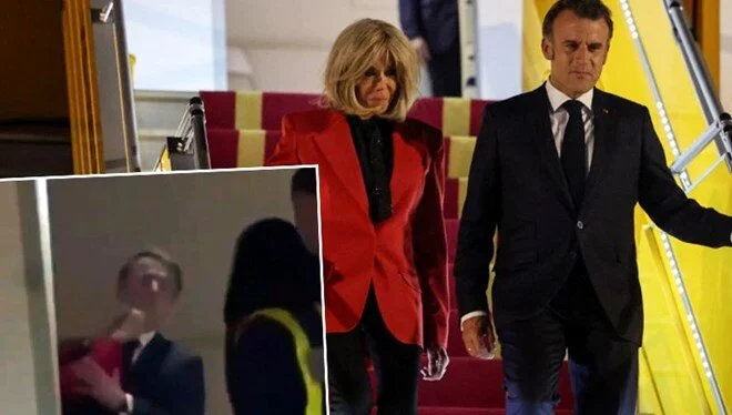 Macron eşinden tokat' mı yedi